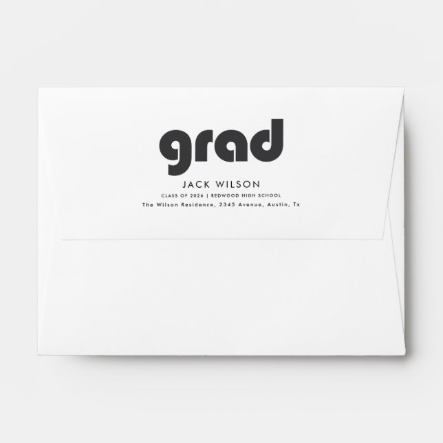 Elegant Script Return Address Graduation Envelope (Back (Top Flap))