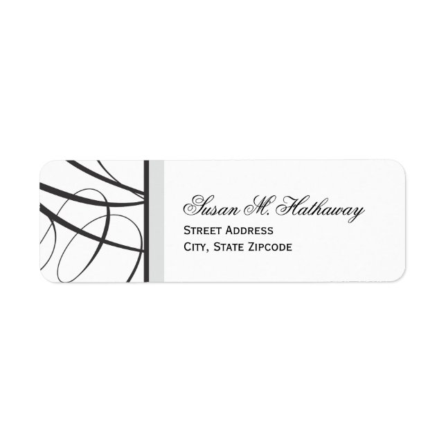Elegant Script Return Address Label - Black (Front)
