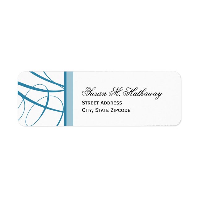 Elegant Script Return Address Label - Blue (Front)