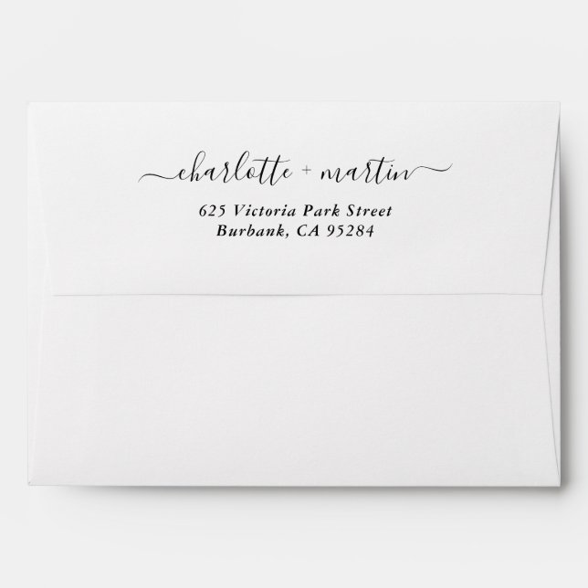 Elegant Script Return Address Wedding Envelope (Back (Top Flap))