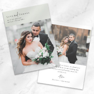 Elegant Script Romantic Photo Wedding Thank You Card