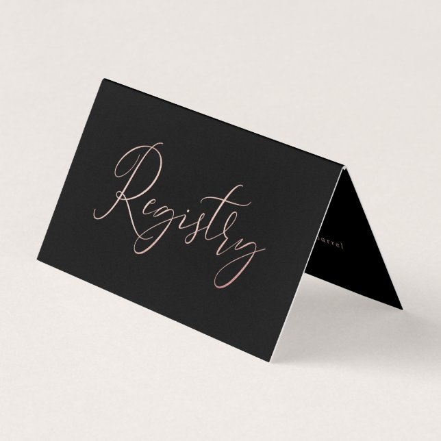 Elegant Script Rose Gold Foil Gift Registry Card (Front)