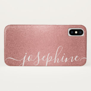 Elegant Script Rose Gold Sparkle Personalised Phon iPhone X Case