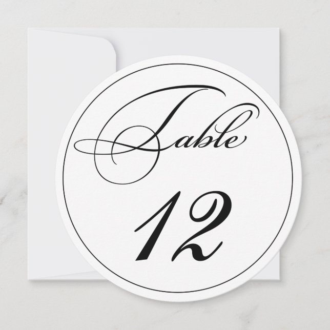 Elegant Script Round Table Number Cards (Front)
