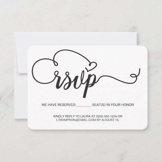 Elegant Script RSVP Email Reserved Seat wedding (Front)