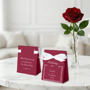 Elegant Script Rustic Chic Burgundy Wedding  Favour Box