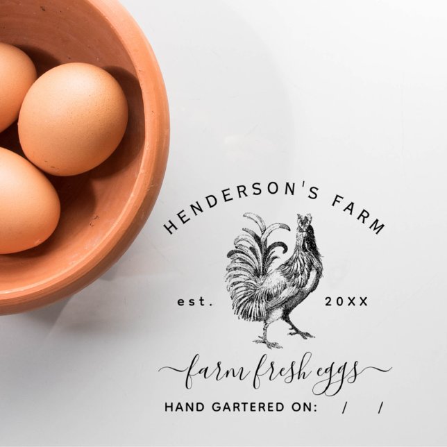 Elegant Script Rustic Custom Farm Egg Carton Self-inking Stamp (Creator Uploaded)