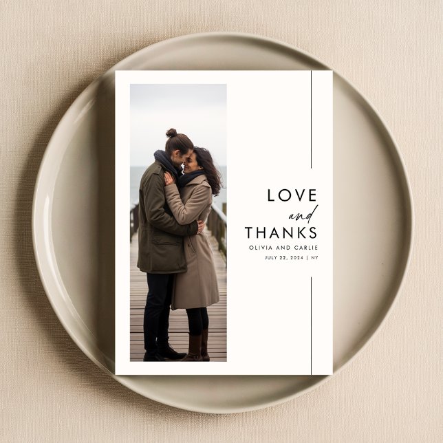 Elegant Script Rustic Photo Wedding Thank You Card (Creator Uploaded)