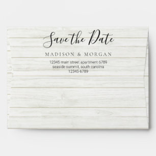 Elegant Script Rustic Save The Date PreAddressed Envelope