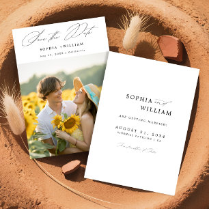 Elegant Script Rustic Sunflower Photo Boho Wedding Save The Date