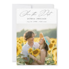 Elegant Script Rustic Sunflower Photo Boho Wedding