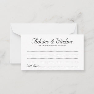 Elegant Script Rustic Wedding Advice & Wishes Card