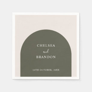 Elegant Script Sage Green Boho Arch Rustic Wedding Napkin
