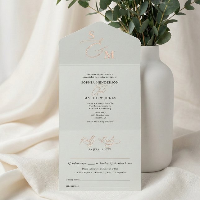 Elegant Script Sage Green Minimalist Wedding All In One Invitation (Creator Uploaded)