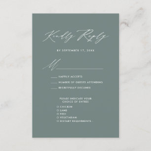 Elegant Script Sage Green Minimalist Wedding RSVP Enclosure Card