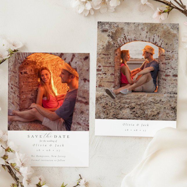 Elegant Script Sage Green Photo Wedding  Save The Date (Creator Uploaded)