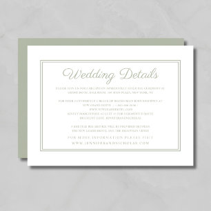 Elegant Script Sage Green Wedding Details Enclosure Card