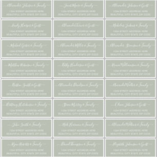 Elegant Script Sage Green Wedding Guest Address
