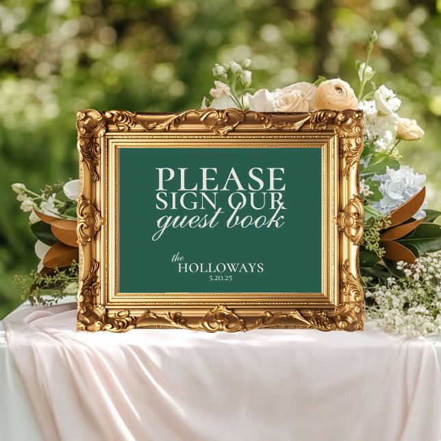 Elegant Script Sage Green Wedding Guestbook (Elegant Script Green Wedding Guest Book
)