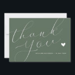 elegant script sage green wedding thank you card<br><div class="desc">A modern wedding thank you card with a wonderful white script on black colour.  Add a personal thank you message to your guests.</div>
