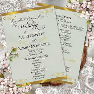 Elegant Script - Sage Pearl/Gold Wedding Programme