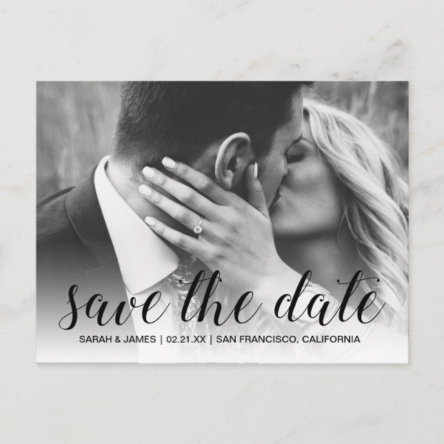 Elegant Script Save the Date Engagement Photo Announcement Postcard (Front)