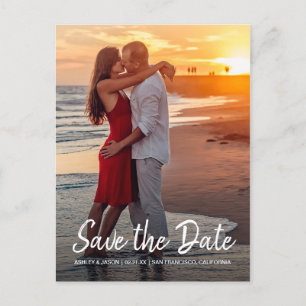 Elegant Script Save the Date Engagement Photo Announcement Postcard