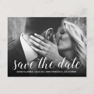 Elegant Script Save the Date Engagement Photo Announcement Postcard