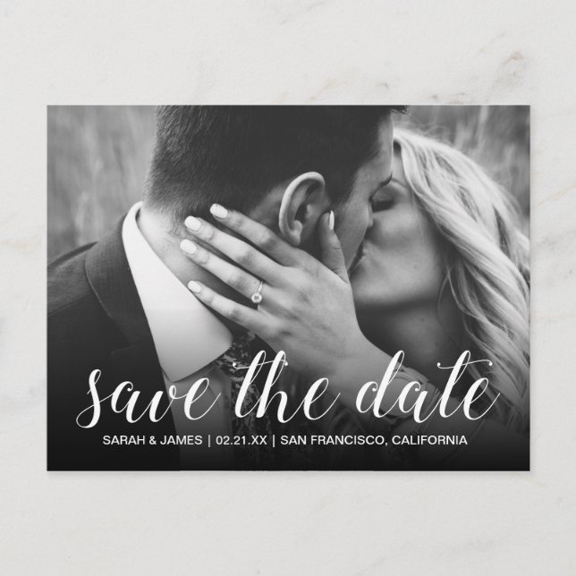 Elegant Script Save the Date Engagement Photo Announcement Postcard (Front)