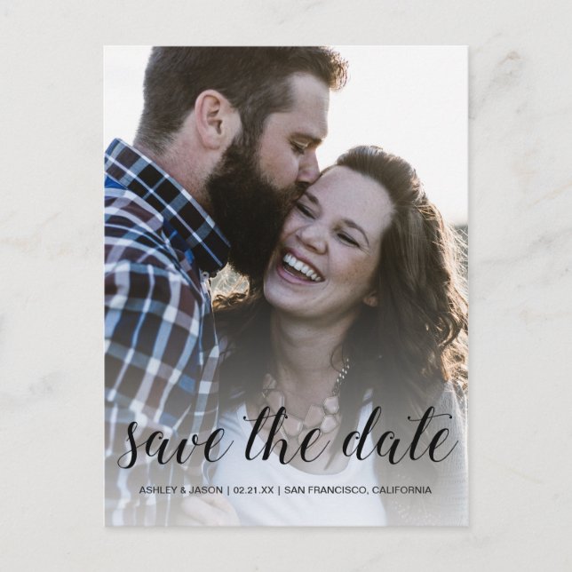 Elegant Script Save the Date Engagement Photo Announcement Postcard (Front)