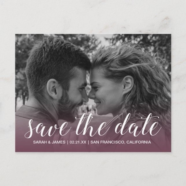 Elegant Script Save the Date Engagement Photo Announcement Postcard (Front)