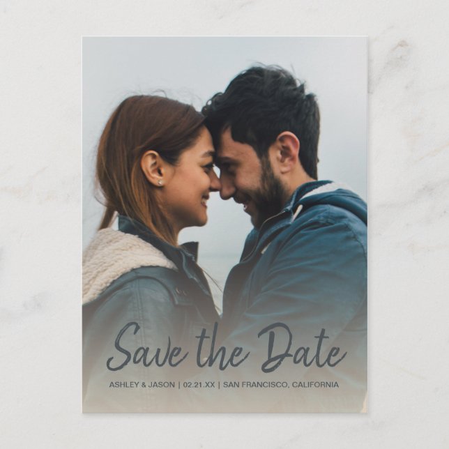Elegant Script Save the Date Engagement Photo Announcement Postcard (Front)