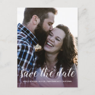 Elegant Script Save the Date Engagement Photo Announcement Postcard