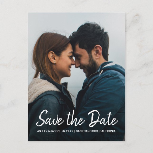 Elegant Script Save the Date Engagement Photo Announcement Postcard (Front)
