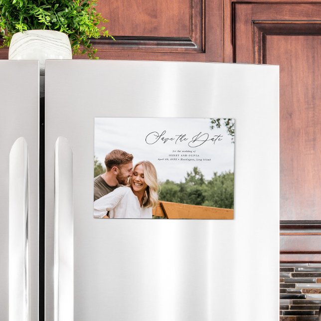 Elegant Script Save the Date Landscape Magnetic Invitation (Creator Uploaded)