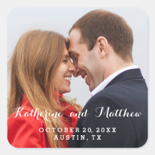 Elegant Script Save the Date Photo Sticker