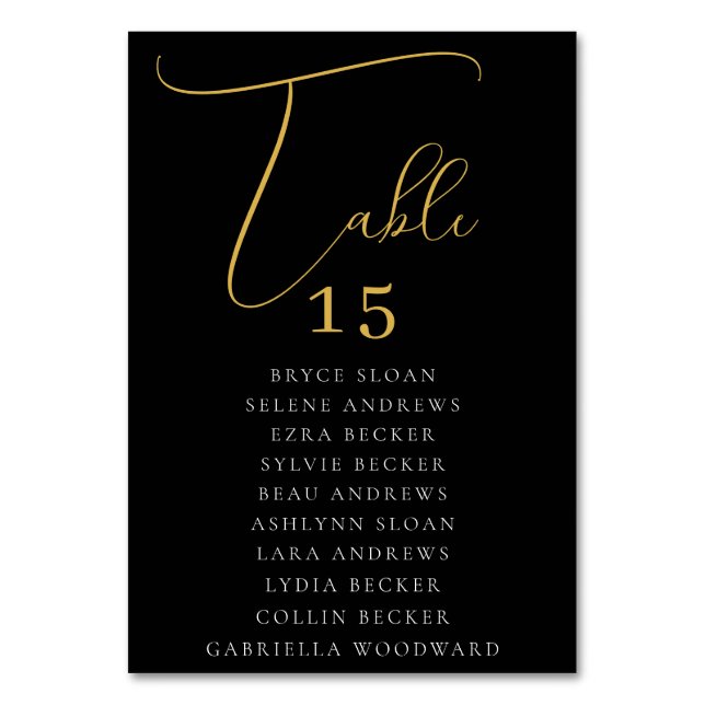 Elegant Script Seating Table Number (Front)