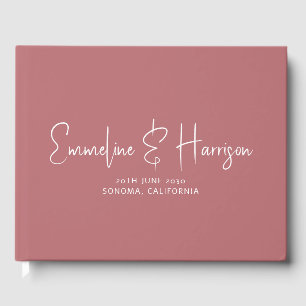 Elegant Script Serif Custom Dusty Rose Wedding Guest Book