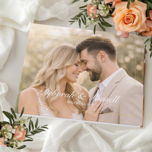 Elegant Script & Serif Personalized Photo Wedding Guest Book