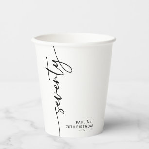 Elegant Script Seventy 70th Birthday Paper Cups
