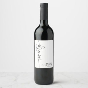 Elegant Script Seventy 70th Birthday Wine Label