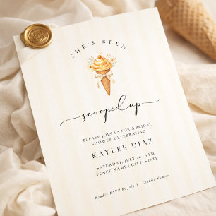 Elegant Script She’s Been Scooped Up Bridal Shower Invitation