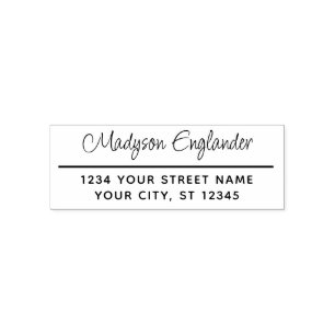 Elegant Script Signature #73 Name Return Address Self-inking Stamp