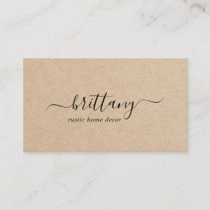 Elegant Script Signature Brown Rustic Business Card