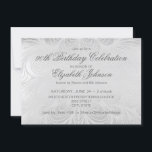 Elegant Script Silver 90th Birthday Invitation<br><div class="desc">This birthday design features an elegant silver background with grey custom typography.</div>