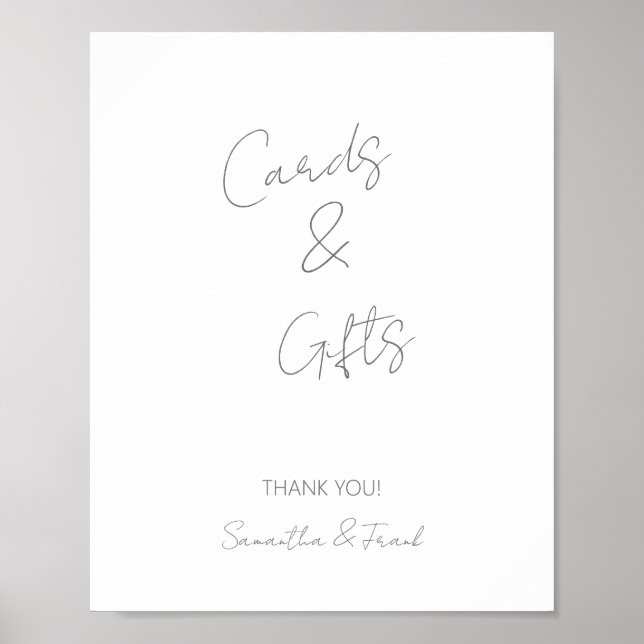 Elegant Script Silver Card and Gift Poster (Front)