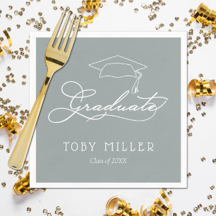 Elegant Script Silver Grey Graduation Napkin