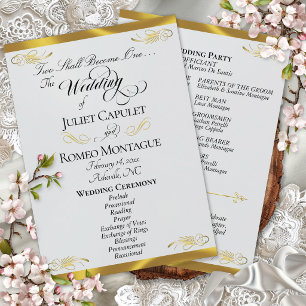 Elegant Script - Silver Pearl/Gold Wedding Programme