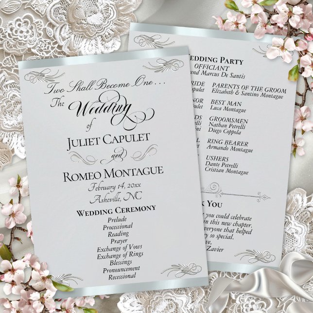 Elegant Script - Silver Pearl/Silver Wedding Programme (Creator Uploaded)