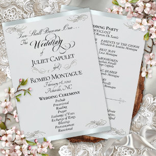 Elegant Script - Silver Pearl/Silver Wedding Programme